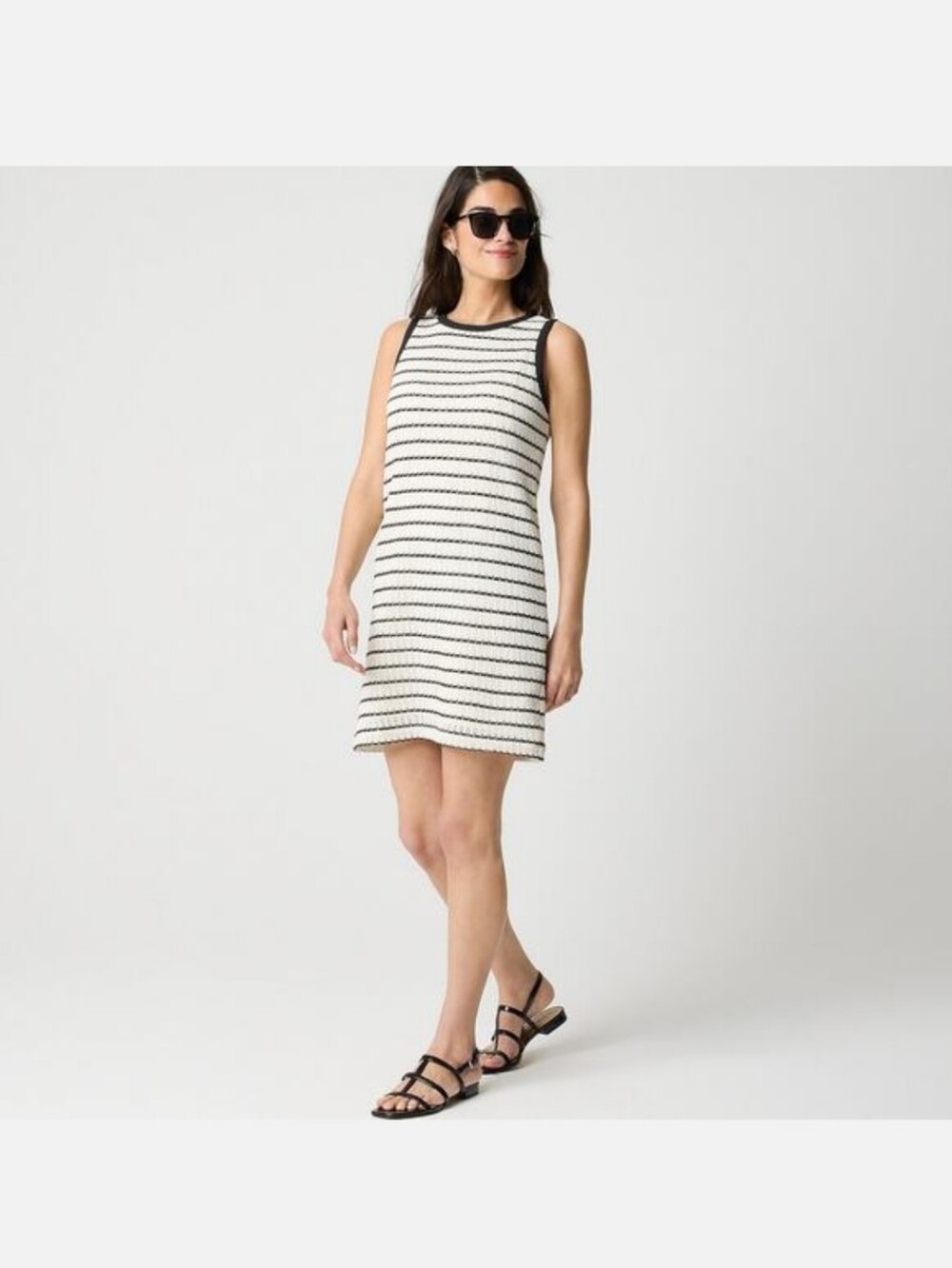 J. Crew Factory Striped crochet mini dress Ivory Antique Navy S Small CK773